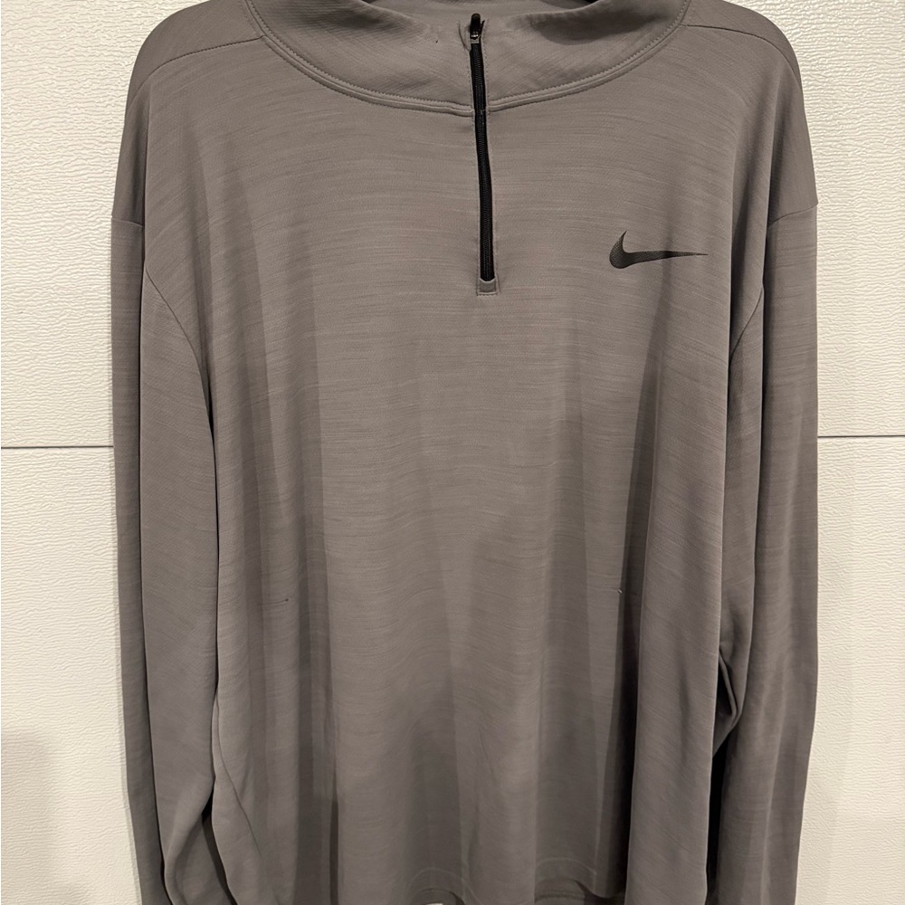Nike Gray Quarter-Zip Dri-Fit Pullover Long Sleeve Size XXL